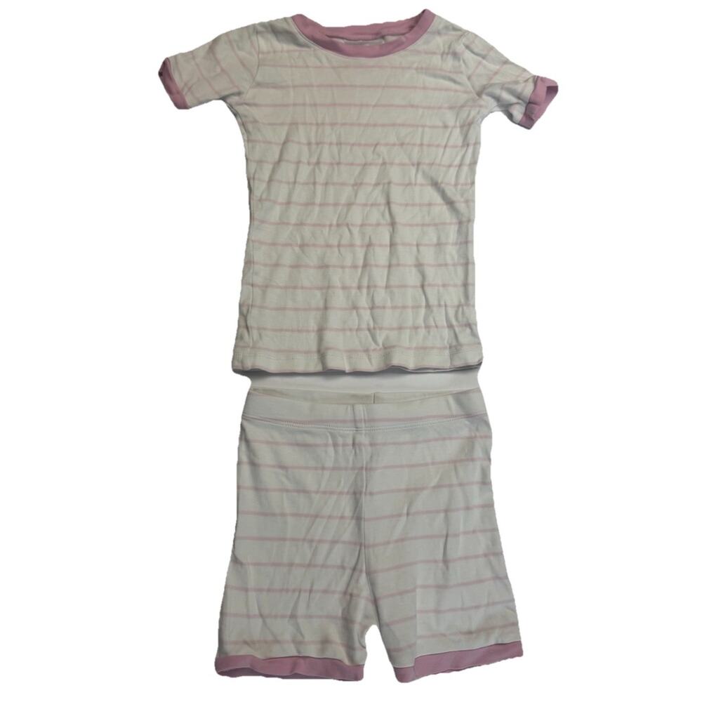 LAKE Girls Size 5 Organic Cotton Pink Stripe Pajama Set 2 Piece